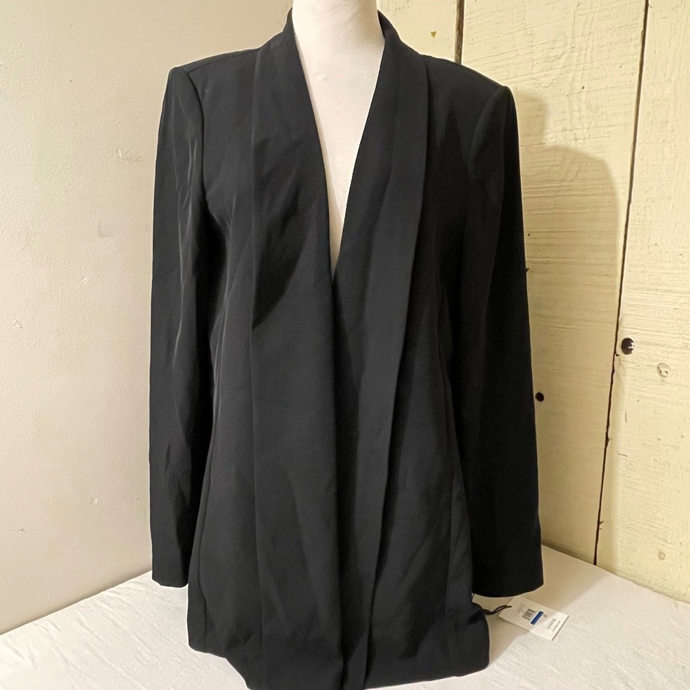 NWT Calvin Klein Womens XL Suits Blazer Jacket Black Open Front Career